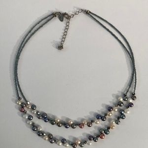 Vintage genuine freshwater pearl Lia Sophia double strand necklace